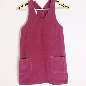 Vintage 80s 90s Mauve Pink Corduroy Pinafore Dress